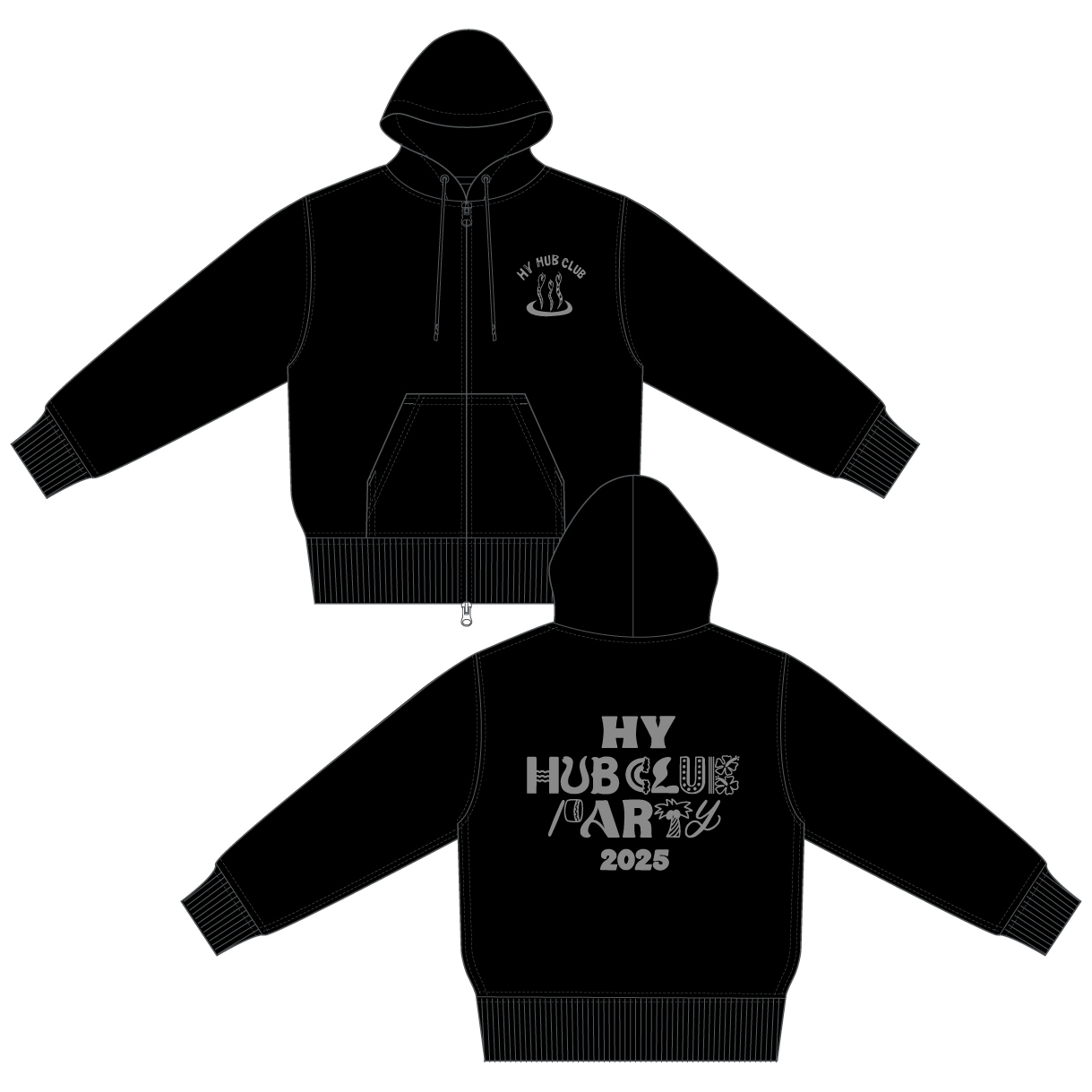HY HUB CLUB PARTY 2025 ジップパーカー