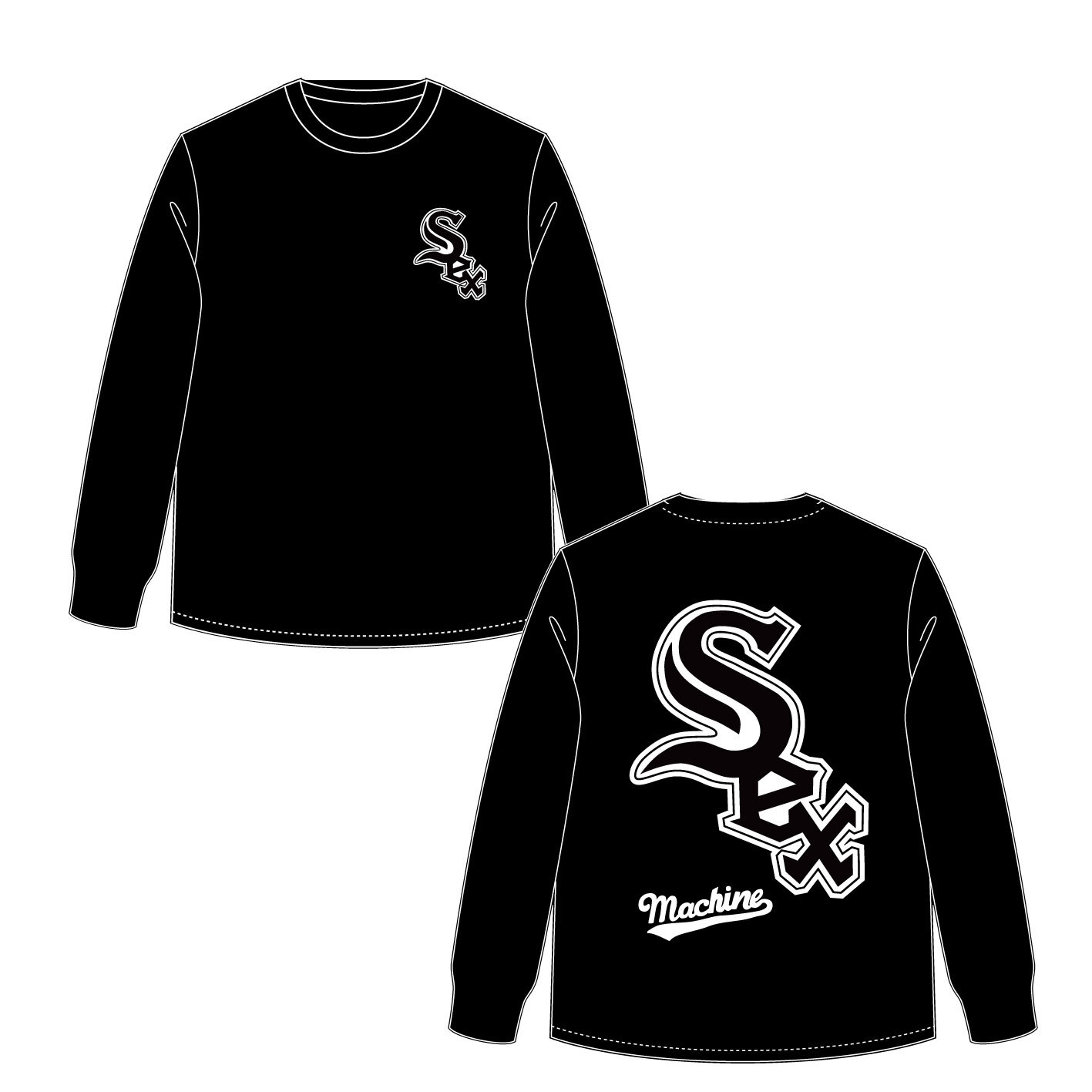 MLB風ロングスリーブTシャツ(ホワイト、ブラック)