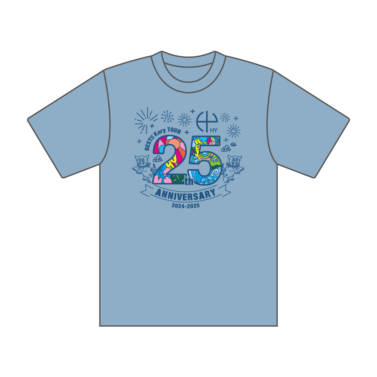 【SALE】Kary Tour 25周年 シーサーTシャツ（アシッドブルー）